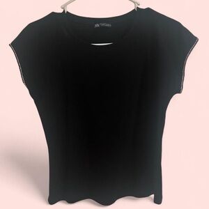 Zara Black Fitted Short Sleeve T-Shirt